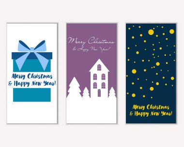 mutlu Noeller ve mutlu yeni yıl tebrik kartları vektör çizim     