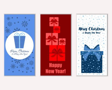 mutlu Noeller ve mutlu yeni yıl tebrik kartları vektör çizim      