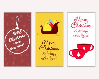 vektör çizim kış tatil tebrik kartları