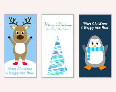 Renkli Noel kartları ile yeni yıl süslemeleri, illüstrasyon vektör