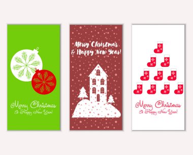 vektör çizim kış tatil tebrik kartları