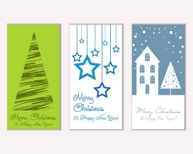 mutlu Noeller ve mutlu yeni yıl tebrik kartları vektör çizim     