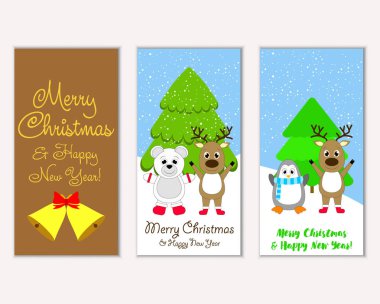 vektör çizim kış tatil tebrik kartları