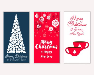 vektör çizim kış tatil tebrik kartları