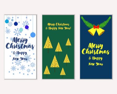 mutlu Noeller ve mutlu yeni yıl tebrik kartları vektör çizim      