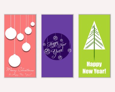 mutlu Noeller ve mutlu yeni yıl tebrik kartları vektör çizim