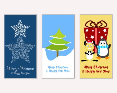 vektör çizim kış tatil tebrik kartları