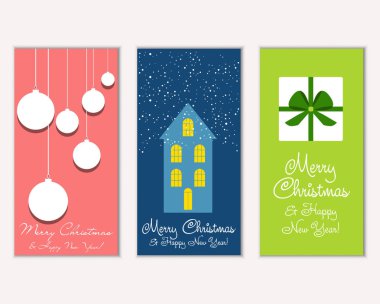 vektör çizim kış tatil tebrik kartları