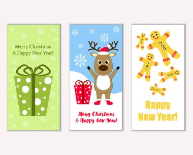 vektör çizim kış tatil tebrik kartları