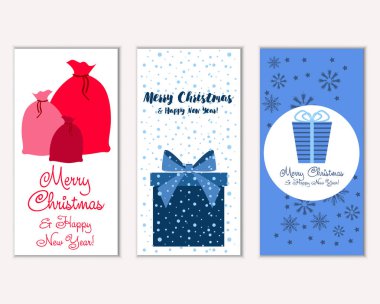 mutlu Noeller ve mutlu yeni yıl tebrik kartları vektör çizim      