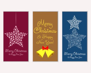 Mutlu Noeller ve mutlu yeni yıl tebrik kartları. Vektör çizim   