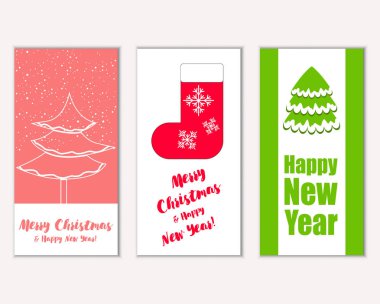 mutlu Noeller ve mutlu yeni yıl tebrik kartları vektör çizim       