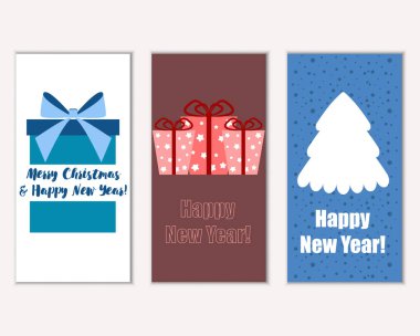 mutlu Noeller ve mutlu yeni yıl tebrik kartları vektör çizim     