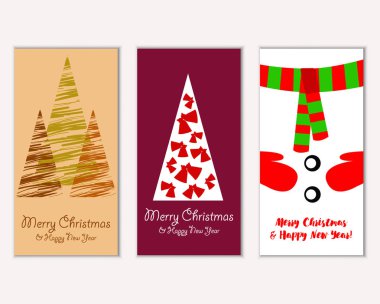 vektör çizim kış tatil tebrik kartları