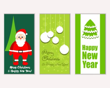 mutlu Noeller ve mutlu yeni yıl tebrik kartları vektör çizim       