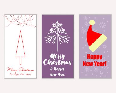 vektör çizim kış tatil tebrik kartları