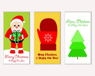 Mutlu Noeller ve mutlu yeni yıl tebrik kartları. Vektör çizim     