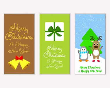 vektör çizim kış tatil tebrik kartları