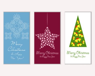 Mutlu Noeller ve mutlu yeni yıl tebrik kartları. Vektör çizim   
