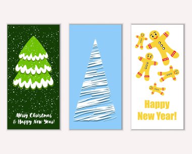 vektör çizim kış tatil tebrik kartları