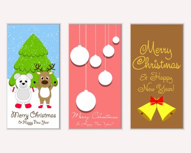 vektör çizim kış tatil tebrik kartları