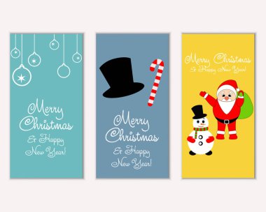 mutlu Noeller ve mutlu yeni yıl tebrik kartları vektör çizim       