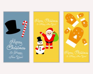 mutlu Noeller ve mutlu yeni yıl tebrik kartları vektör çizim       