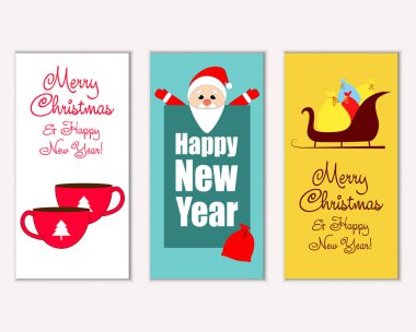 vektör çizim kış tatil tebrik kartları