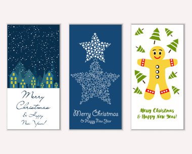 vektör çizim kış tatil tebrik kartları