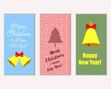 Renkli Noel kartları ile yeni yıl süslemeleri, illüstrasyon vektör