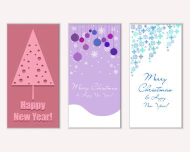 Mutlu Noeller ve mutlu yeni yıl tebrik kartları. Vektör çizim       