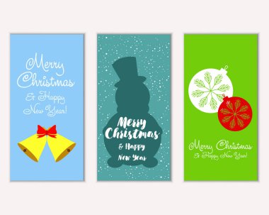 mutlu Noeller ve mutlu yeni yıl tebrik kartları vektör çizim
