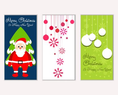 mutlu Noeller ve mutlu yeni yıl tebrik kartları vektör çizim