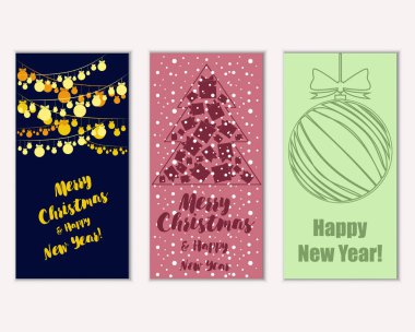 Renkli Noel kartları ile yeni yıl süslemeleri, illüstrasyon vektör