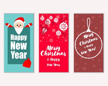 vektör çizim kış tatil tebrik kartları