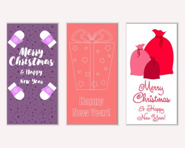 mutlu Noeller ve mutlu yeni yıl tebrik kartları vektör çizim       