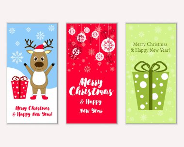 vektör çizim kış tatil tebrik kartları