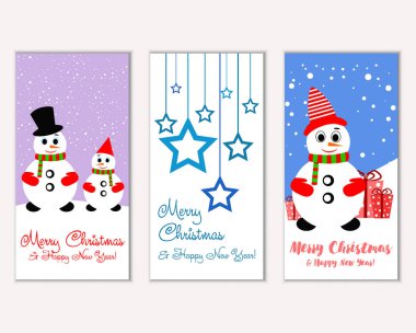 mutlu Noeller ve mutlu yeni yıl tebrik kartları vektör çizim