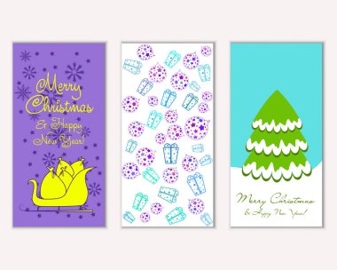 vektör çizim kış tatil tebrik kartları