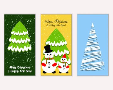 vektör çizim kış tatil tebrik kartları