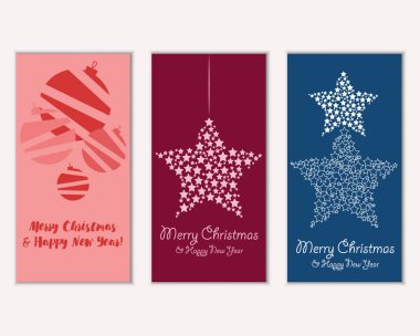 Mutlu Noeller ve mutlu yeni yıl tebrik kartları. Vektör çizim   