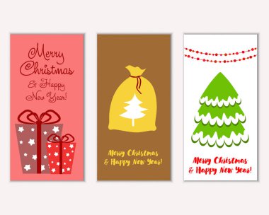 Mutlu Noeller ve mutlu yeni yıl tebrik kartları. Vektör çizim 