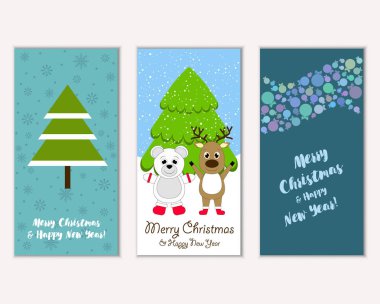 vektör çizim kış tatil tebrik kartları