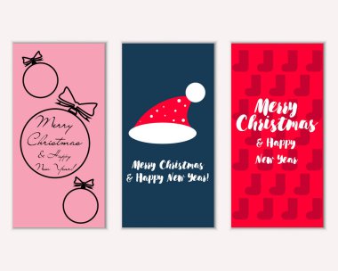 mutlu Noeller ve mutlu yeni yıl tebrik kartları vektör çizim