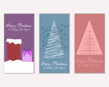 mutlu Noeller ve mutlu yeni yıl tebrik kartları vektör çizim     