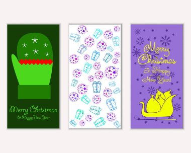 vektör çizim kış tatil tebrik kartları