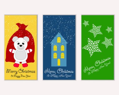 Renkli Noel kartları ile yeni yıl süslemeleri, illüstrasyon vektör