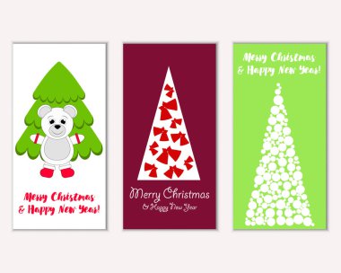 Mutlu Noeller ve mutlu yeni yıl tebrik kartları. Vektör çizim 