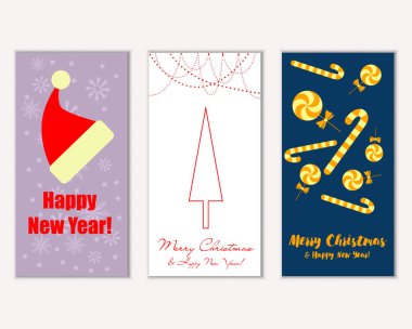 vektör çizim kış tatil tebrik kartları