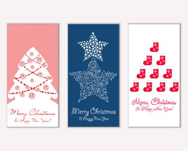 vektör çizim kış tatil tebrik kartları